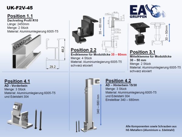 Unterkonstruktion UK-F2V-45- UK0001 – Bild 2