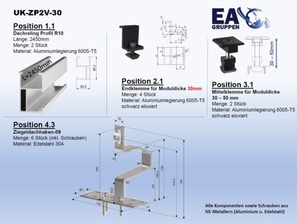 Unterkonstruktion UK-ZP2V-30- UK0003 – Bild 2