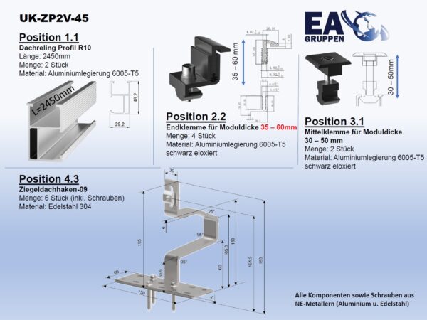 Unterkonstruktion UK-ZP2V-45- UK0004 – Bild 2