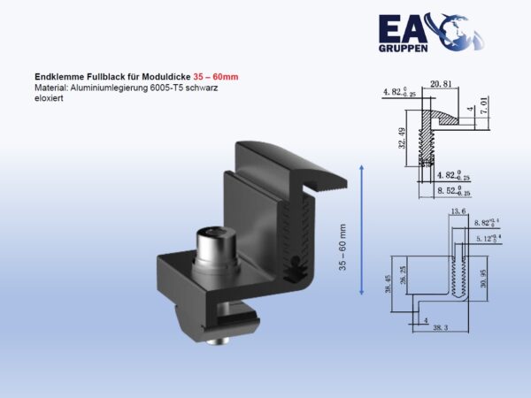 Endklemme FULLBLACK für Moduldicke 35 – 60mm- UK0006 – Bild 2