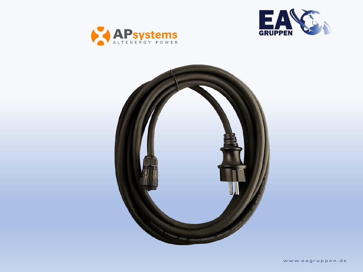 APsystems 5m AC Kabel 1,5mm² für EZ1-M mit EP female Connector und Schuko  Stecker - ZB0069